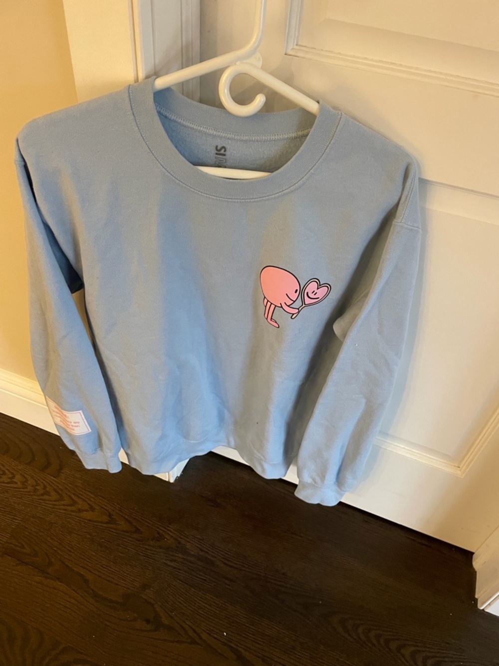 Mini Heart Graphic Light Blue Crewneck Sweatshirt